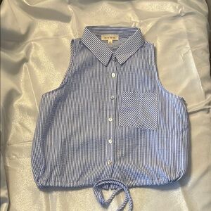 Source Unknown Blue and White Striped Blouse